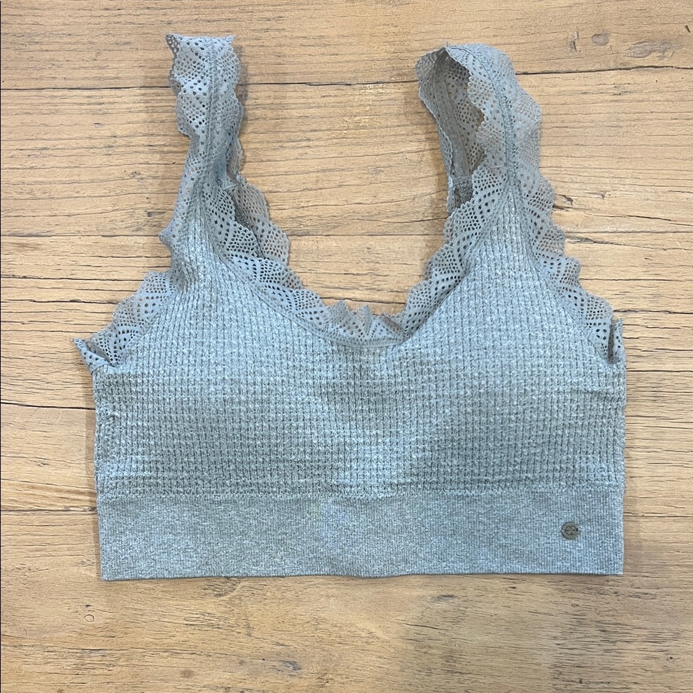 Lucky Brand Gray Lace Trim Bralette